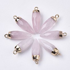Top vergoldete natürliche Rosenquarz spitze Anhänger&nbsp;G-S359-078E