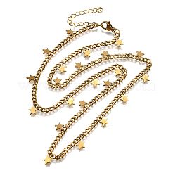 Halsketten aus gedrehter Kette aus 304 Edelstahl mit Quaste mit Sternanhänger&nbsp;NJEW-R023-07G