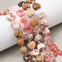 Colliers de perles en verre de quartz cerise à dégradé de couleurs&nbsp;G-B185-A10