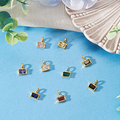 9 ciondolo rettangolare in ottone con micro pavé di zirconi cubici in 9 colori&nbsp;KK-TA0008-32
