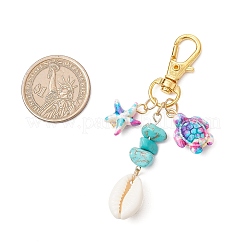 Decorazioni pendenti a forma di tartaruga e stella marina in turchese sintetico&nbsp;HJEW-JM03646