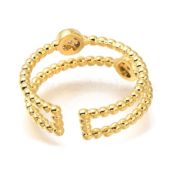Anillos de puño abiertos de circonita cúbica micro pavé de latón chapado en estante para mujer&nbsp;RJEW-M022-28G