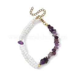 Braccialetti da donna con perline di ametista naturale e perline di vetro.&nbsp;BJEW-JB14137-02