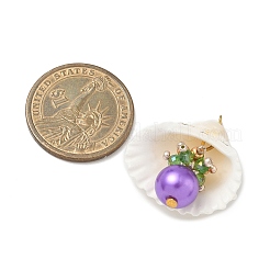 Pendentifs en coquillage naturel et verre rond&nbsp;PALLOY-MZ00912-02