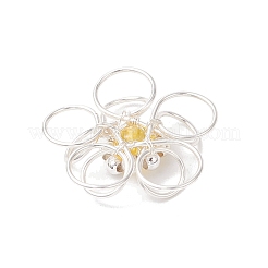 4 pz 4 stili ametista naturale e cristallo di quarzo e avventurina verde e corniola rotonda filo di rame avvolto pendenti a forma di fiore&nbsp;PALLOY-TA00259
