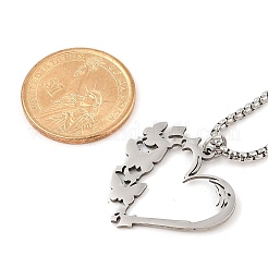 201 Edelstahl Laser Cut Herz Schmetterling Anhänger Box Kette Halsketten für Frauen&nbsp;NJEW-Q004-06P