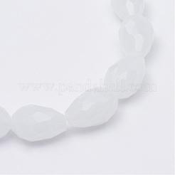 Larme facettes imitation jade perles de verre brins&nbsp;GLAA-Q052-A05