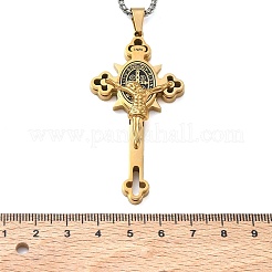 Pendentif croix de saint Benoît en acier inoxydable émaillé 201&nbsp;SA-CBA3211-03GP