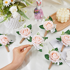 6 boutonnière de fleur artificielle en tissu&nbsp;JEWB-FH0002-78