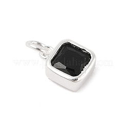925 Sterling Silber Pavé Zirkonia quadratische Charms mit Biegeringen und 925 Stempel&nbsp;STER-D288-05S-05