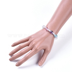 Bracciali per bambini in acrilico trasparente imitato perla imitazione&nbsp;BJEW-JB04575-05