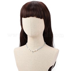 Collana con ciondolo a forma di stella di zirconi cubici trasparenti con angelite naturale e catene di perle finte per le donne&nbsp;NJEW-JN04148