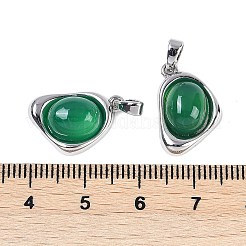 Anhänger aus natürlichem grünem Onyx-Achat (gefärbt und erhitzt)&nbsp;KK-U043-52P-01