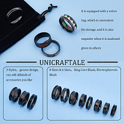 22 Stück 22 Stile 201 & 304 Edelstahl geriffelte Fingerringfassungen&nbsp;STAS-UN0044-14