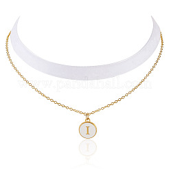 Collier ras du cou double couche avec pendentif lettre en alliage émaillé&nbsp;NJEW-TAC0035