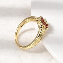 Fingerringe aus Messing mit Mikropavé-Kubikzirkonia für Damen&nbsp;RJEW-L339-02G