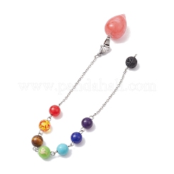 Péndulos de radiestesia puntiagudos con piedras preciosas mixtas sintéticas y naturales de chakra&nbsp;PALLOY-JF02608-01