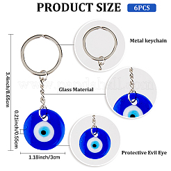 6 Stück Schlüsselanhänger mit bösem Blick aus Muranoglas&nbsp;KEYC-CP0001-42