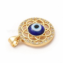 Placage de crémaillère en laiton micro pavé pendentifs en zircone cubique claire&nbsp;LAMP-A153-07G-04