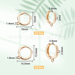 20 pièce de 2 boucles d'oreilles créoles en laiton de style&nbsp;KK-AR0003-24