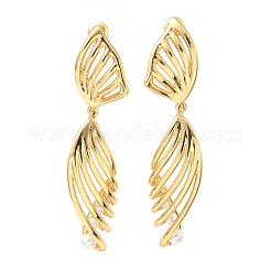 Boucles d'oreilles pendantes en laiton avec imitation de perles&nbsp;EJEW-M084-01G