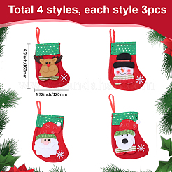 12 pièce 4 styles de décoration de sac cadeau de bas de Noël en tissu&nbsp;FIND-SP0020-60B