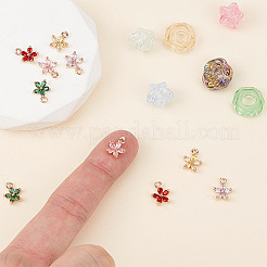 10 pieza de dijes de flor de Bauhinia de latón con circonita cúbica de 5 colores&nbsp;KK-ME0004-85