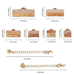 Emembouts de sertissage de ruban en laiton plaqué longue durée et rallonge de chaîne&nbsp;KK-SZ0001-63