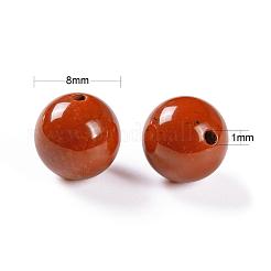 100pcs 8mm Grad aa natürlicher roter Jaspis runde Perlen&nbsp;DIY-LS0002-31