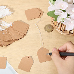 500 Stück blanke Preisschilder aus Kraftpapier mit Kordel&nbsp;CDIS-WH0027-17