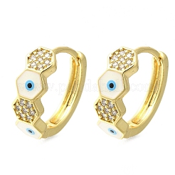 Orecchini a cerchio in ottone chiaro con zirconi cubici&nbsp;EJEW-M047-06G