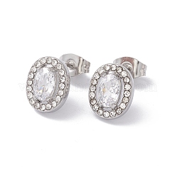 Orecchini ovali con zirconi cubici e strass&nbsp;EJEW-A080-05M-P