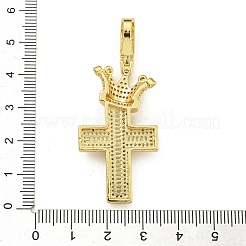 Colgantes de circonita cúbica transparente micro pavé de latón chapado en rack&nbsp;KK-Z067-03G-03