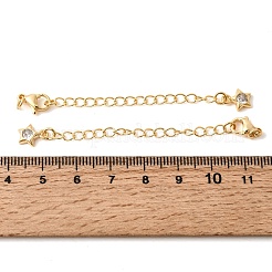 Verlängerung für Bordsteinkette aus Messing mit Mikropavé-Fassung und klaren Zirkonia&nbsp;KK-Z149-06G