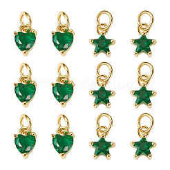 12 pièce 2 styles de breloques en laiton micro pavées en zircone cubique&nbsp;KK-TA0008-70F