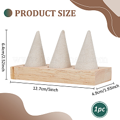 3 soporte organizador de anillos de madera en forma de cono&nbsp;RDIS-WH0031-02A-03