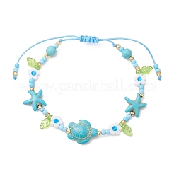 Braccialetti con perline di vetro e turchese sintetico a tema oceano&nbsp;BJEW-MZ00305-02