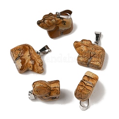 Natur Bildjaspisses Anhänger&nbsp;G-B127-02P-04