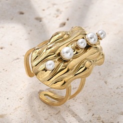 Anelli con polsino in acciaio inossidabile 304 per donna&nbsp;RJEW-D302-02G-06