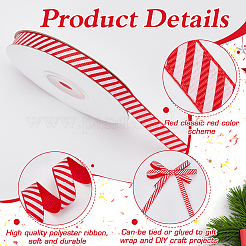 25 Yards weihnachtlich gestreiftes Polyester-Ripsband&nbsp;OCOR-WH0090-96