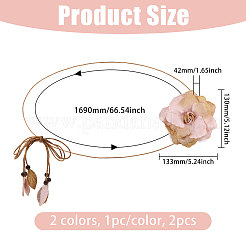 2 stücke 2 farben tuch blume wrap gewachste schnur kleid gürtel für damen dekoration&nbsp;AJEW-CA0005-08