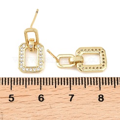 Orecchini pendenti rettangolari in ottone con zirconi cubici trasparenti&nbsp;EJEW-A156-01G
