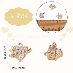 5 ciondolo a forma di cuore con zirconi cubici in ottone con ciondolo a forma di stella placcato in oro vero per gioielli&nbsp;JX383A