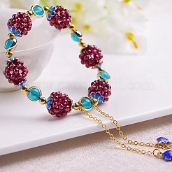 Bracelets tressés en perles rondes de grenat naturel&nbsp;FS-WG529DA-01