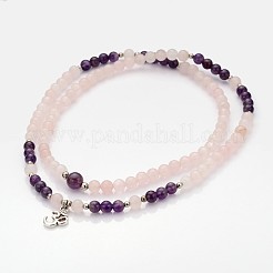 Personalisierte Dual-Use-runde Edelstein Perlen 4-Schicht-Stretchwickelarmbänder / Halsketten&nbsp;BJEW-JB01906-01