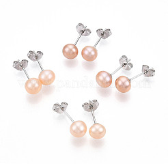 Aretes de bola de perlas&nbsp;EJEW-Q701-01A-01