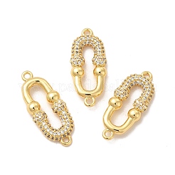 Charms connettore in ottone placcato cremagliera con micro pavé di zirconi chiari&nbsp;KK-B068-29G