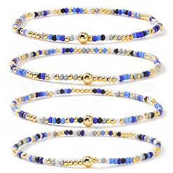 4 bracciale elastico con perline di vetro e ottone bohémien per donna&nbsp;DR1565-4