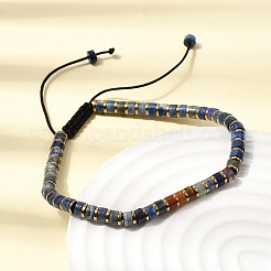Verstellbare Armbänder aus natürlichen Lapislazuli- und nichtmagnetischen Hämatitperlen für Damen und Herren&nbsp;BJEW-K251-09T