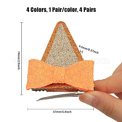 4 Paar 4 Farben Glitzer Schleife Katzenohr Stoff Alligator Haarspangen&nbsp;PHAR-CA0001-004